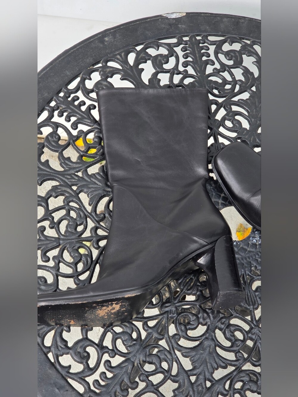 Via Spiga Leather Mid Calf Boots, Block Heel, Zipper Sides, Classic - Picture 3 of 10